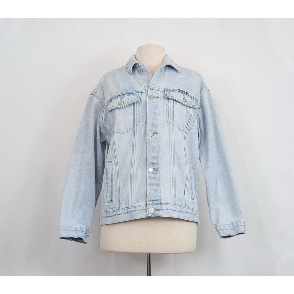 Rolla's Jean Jacket Light Blue Sky Bleach Slouch Women's Size 10 M